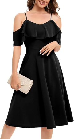 ROCHII - Rochie neagra eleganta, lunga peste genunchi, XL
