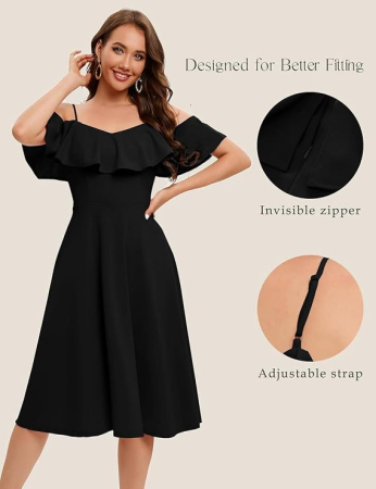 Rochie neagra eleganta, lunga peste genunchi, XL [2]