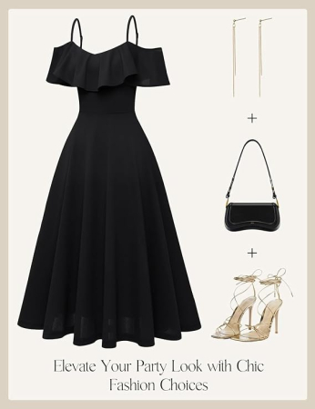 Rochie neagra eleganta, lunga peste genunchi, XL [4]
