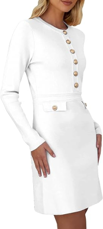 Rochie alba eleganta, mulata pe corp, mâneci lungi, XL [2]