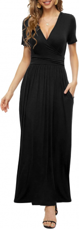 ROCHII - Rochie neagra lunga, lejera, fara maneci, marimea S