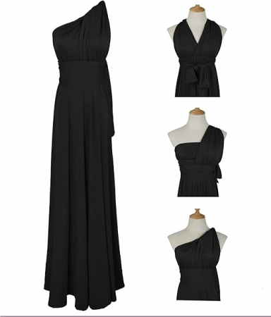 Rochie neagra lunga, versatila, fara maneci, pentru seara, marimea S [4]