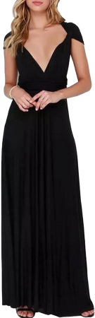ROCHII - Rochie neagra lunga, versatila, fara maneci, pentru seara, marimea S