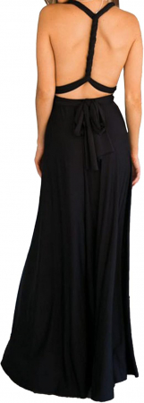 Rochie neagra lunga, versatila, fara maneci, pentru seara, marimea S [2]