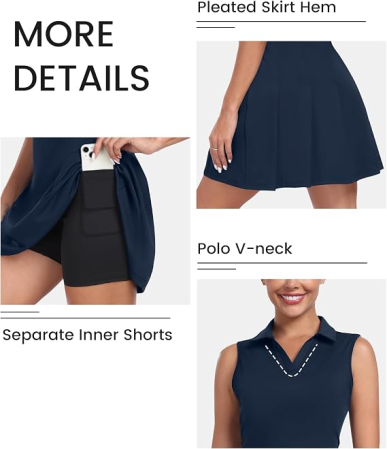 Rochie albastra Polo Damă Sport, Fără Mâneci, Guler cu Fermoar 1/4, Bumbac Blend, 2XL [3]