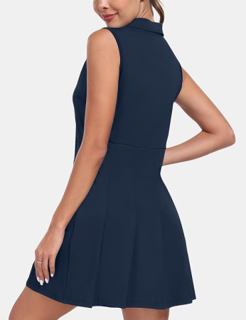 Rochie albastra Polo Damă Sport, Fără Mâneci, Guler cu Fermoar 1/4, Bumbac Blend, 2XL [2]