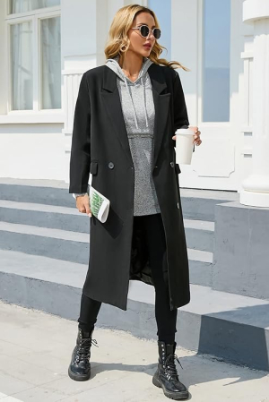 Bluza gri lejera pentru femei, cu buzunar si gluga, XL [5]