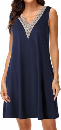 Rochie albastra casual deasupra la genunchi, vaporoasa, fara maneci 3XL [1]
