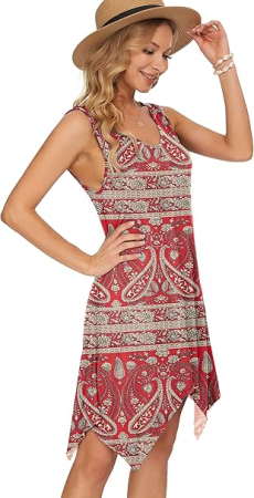 Rochie scurta de plaja cu model rustic, fara maneci, M [2]