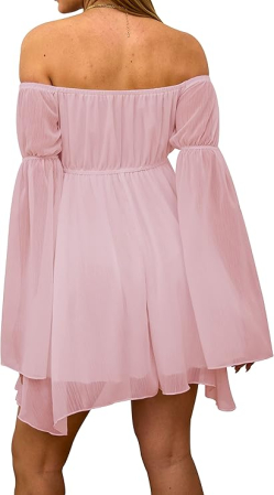 Rochie respirabila din  sifon, cu umeri goi, M [1]