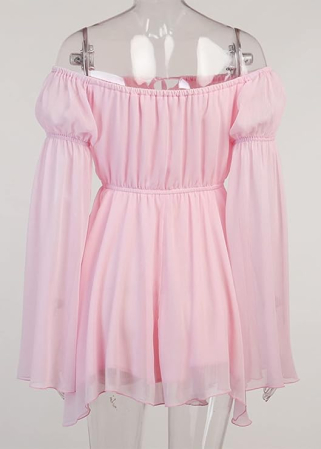 Rochie respirabila din  sifon, cu umeri goi, M [6]