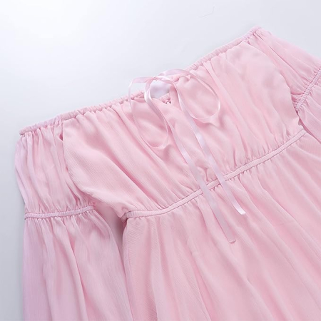 Rochie respirabila din  sifon, cu umeri goi, M [3]