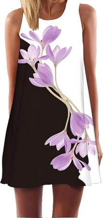 ROCHII - Rochie scurta vaporoasa de plaja, fara maneci, alb/negru M, 36-38 EU