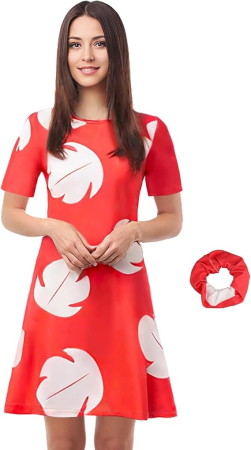 ROCHII - Rochie scurta vaporoasa de zi cu zi, maneci scurte, rosie cu model M