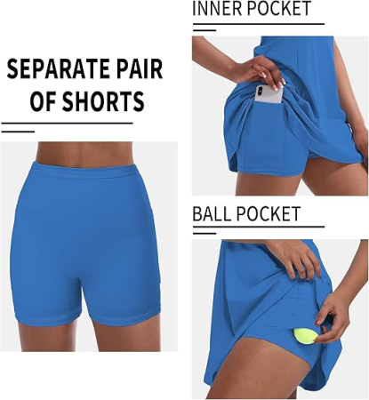 Rochie sport pentru femei, set cu pantaloni scurti, albastru inchis L [2]