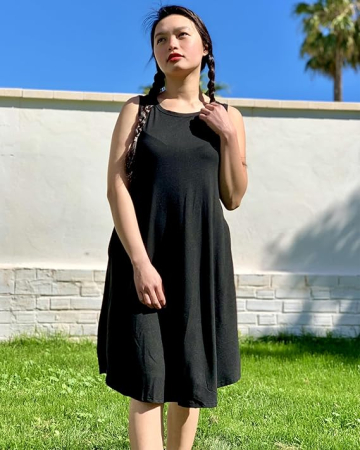 Rochie sport pentru femei deasupra la genunchi, fara mâneci , neagra L [2]