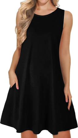 ROCHII - Rochie sport pentru femei deasupra la genunchi, fara mâneci , neagra XL