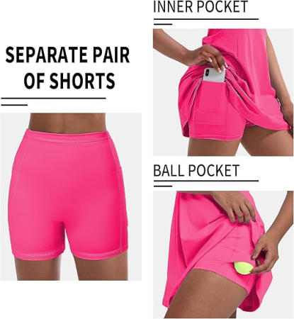 Rochie sport pentru femei, set cu pantaloni scurti, roz XL [2]