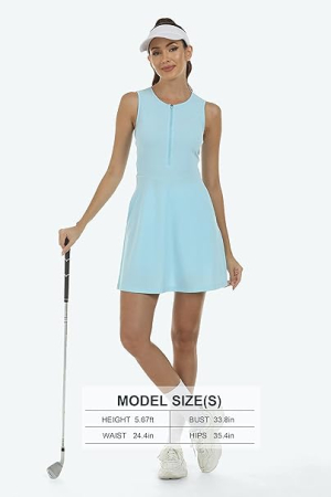 Rochie sport pentru femei, set cu pantaloni scurti, albastru deschis S [5]