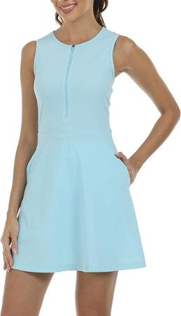 Rochie sport pentru femei, set cu pantaloni scurti, albastru deschis S [1]