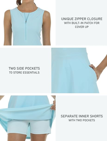 Rochie sport pentru femei, set cu pantaloni scurti, albastru deschis S [4]