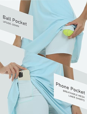 Rochie sport pentru femei, set cu pantaloni scurti, albastru deschis S [3]