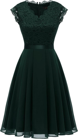 ROCHII - Rochie verde inchis eleganta, pana la genunchi, fara mâneci, S