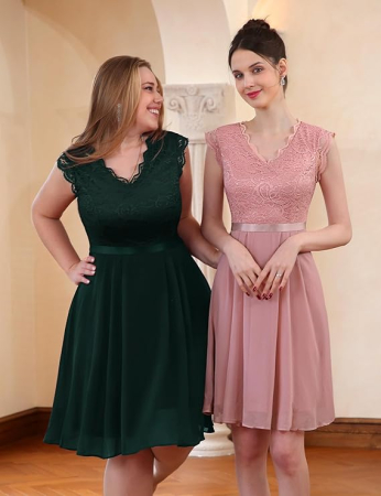 Rochie verde inchis eleganta, pana la genunchi, fara mâneci, M [2]