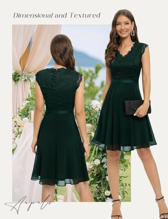 Rochie verde inchis eleganta, pana la genunchi, fara mâneci, S [1]