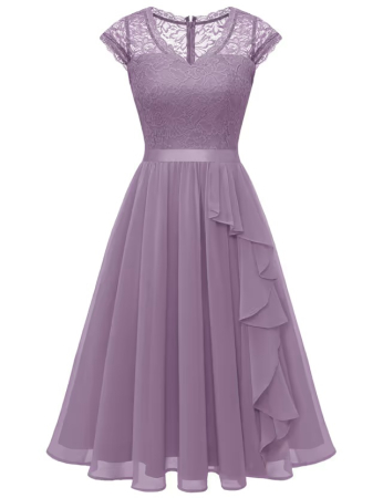 ROCHII - Rochie mov eleganta, pana la genunchi, fara mâneci, 2XL