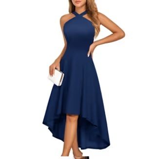 ROCHII - Rochie Albastra eleganta de vara,lungime peste genunchi, decolteu in V, fermoar ascuns pe spate, XL