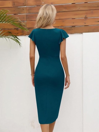 Rochie albastra Damă Missufe, Croială A-Line, Elegantă și Casual, XS [2]