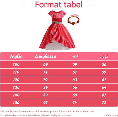 Rochita rosie eleganta lungacu volanase, 3-4 ani, 100 cm [1]