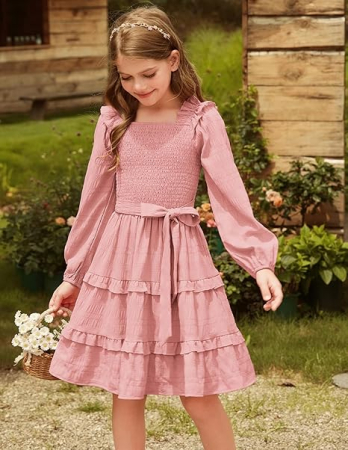 Rochita roz casual medie, tricot croi A pentru fete 8 ani [4]