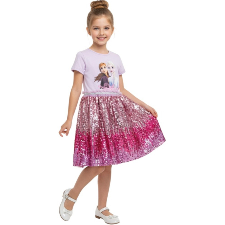 Rochita Fete Elsa Frozen, Strălucitoare, Mâneci Scurte, pentru Vară, 5 ani, 110 cm [3]