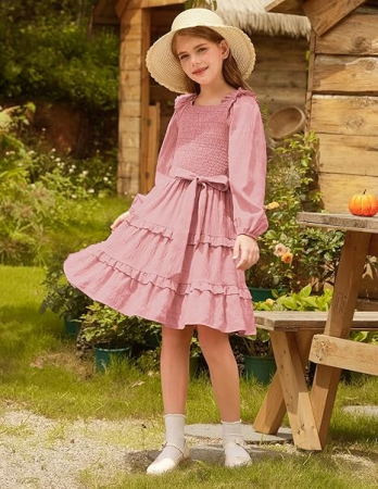 Rochita roz casual medie, tricot croi A pentru fete 8 ani [2]