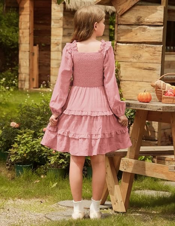 Rochita roz casual medie, tricot croi A pentru fete 8 ani [3]