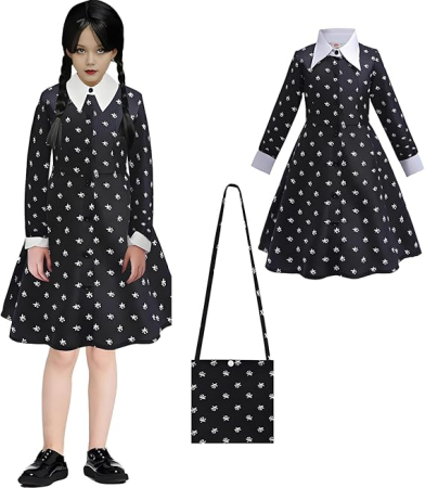 Rochii fete - Rochita de personaj Wensdey pentru Copii cu gentuta asortata, 150