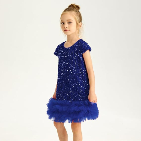 Rochie Elegantă Fete din Catifea și Tulle, Paiete, Stil Prințesă, 18-24 Luni [6]