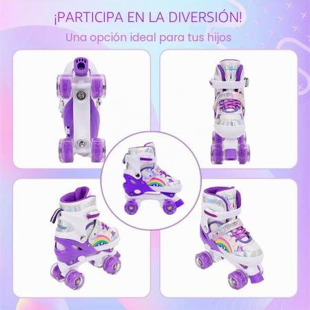 Role Copii Reglabile 4 Mărimi, ABEC-7, Roți PU 82A, Violet Rainbow, 32-36 [7]