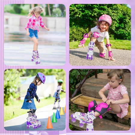Role Copii Reglabile 4 Mărimi, ABEC-7, Roți PU 82A, Violet Rainbow, 32-36 [6]