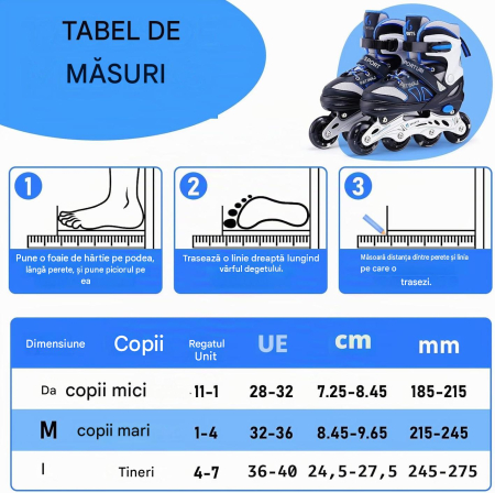 Role Copii Reglabile Mărimea L, cu 8 Roți Luminoase, pentru Începători, 36-40 [2]
