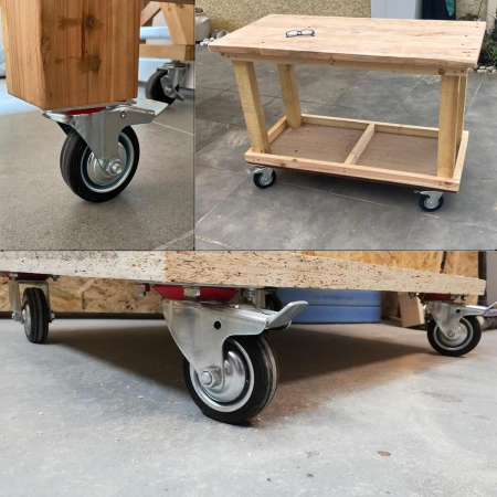 Set 4 Roți Pivotante Industriale 125 mm, Sarcină 400 kg, 2 cu Frână, Rotire 360° [5]