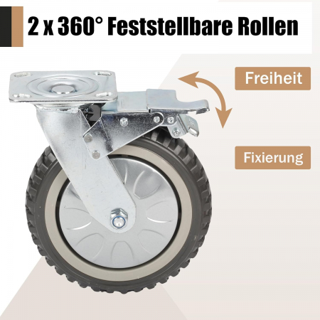 Roti rezistente din poliuretan, pivotante 360°, 2 cu franare, pentru 1000 kg, set 4 bucati [3]