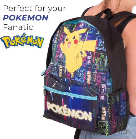 Rucsac Copii Pokémon Pikachu, Efect Fosforescent Glow in the Dark, Compartiment Mare, Buzunar Frontal, Buzunar Lateral pentru Sticlă [2]
