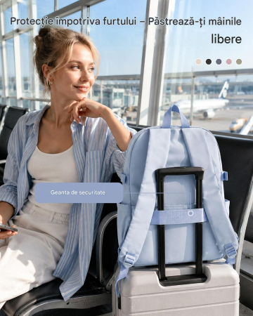 Rucsac albastru robust impermeabil, ghiozdan scoala, calatorii, fitness 44 x 31 x 16 cm; 0,5 kg [6]