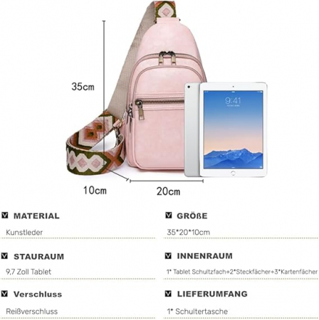 Rucsac din piele sintetica pe un umar,3 compartimente, maro deschis [5]