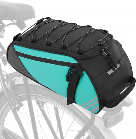 RUCSACURI - Rucsac, ghiozdan impermeabil pentru portbagajul bicicletei, albastru cu negru cu dungi reflectorizante