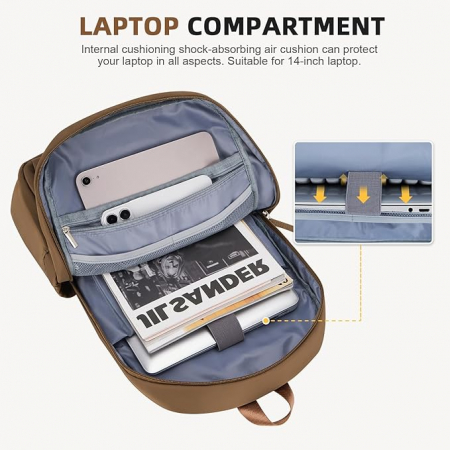 Rucsac, ghiozdan scoala, calatorii, fitness cu USB maro [5]