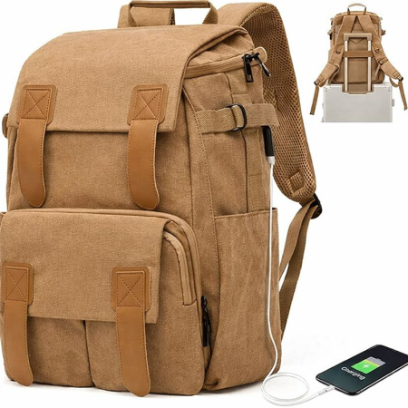 RUCSACURI - Rucsac, ghiozdan scoala, calatorii, fitness cu USB Maro